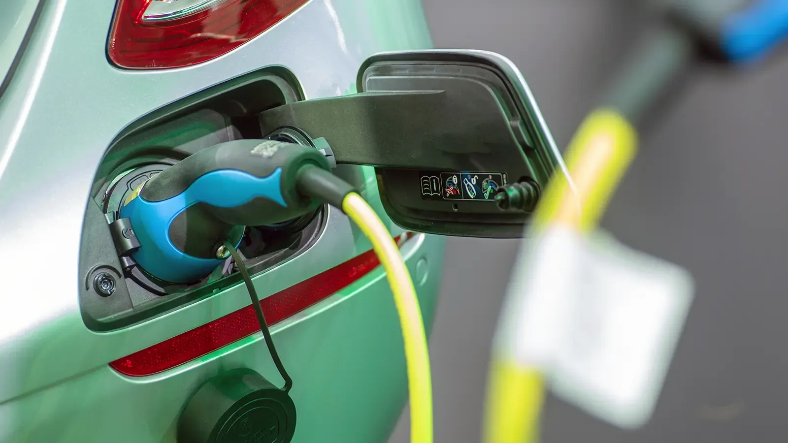 Charging an Electric Car Close Up